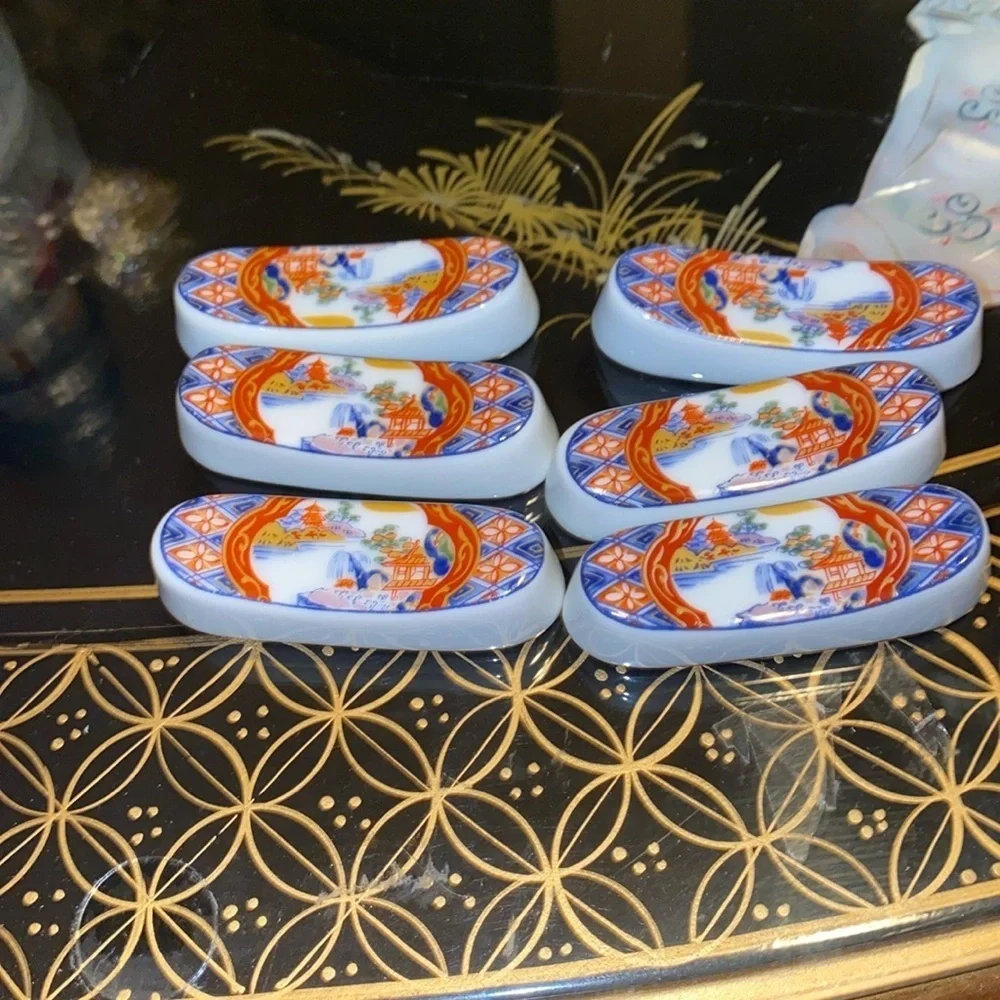 Vintage Imari Japan Chopstick holders set of 6